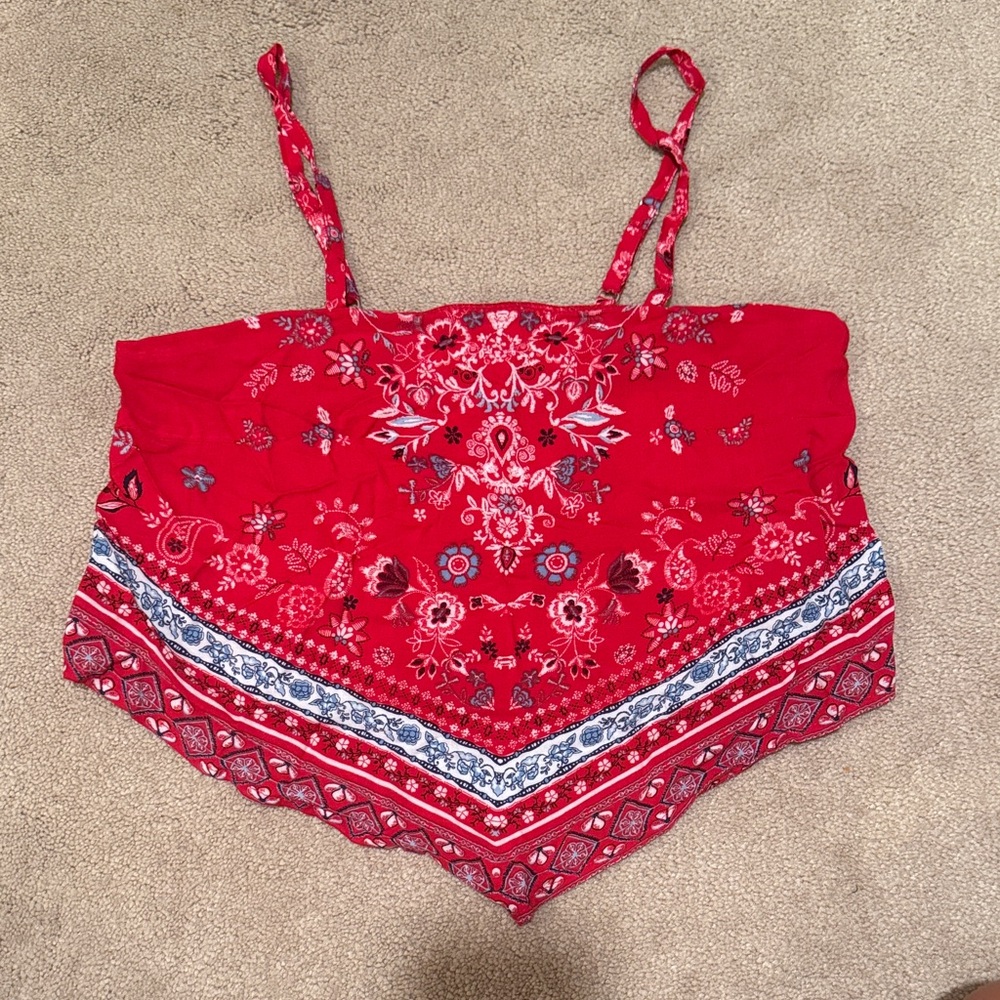 No Boundaries Red Bandana Print Crop Top